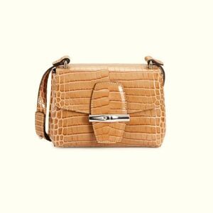 LONGCHAMP Croc-Embossed Leather Crossbody Bag